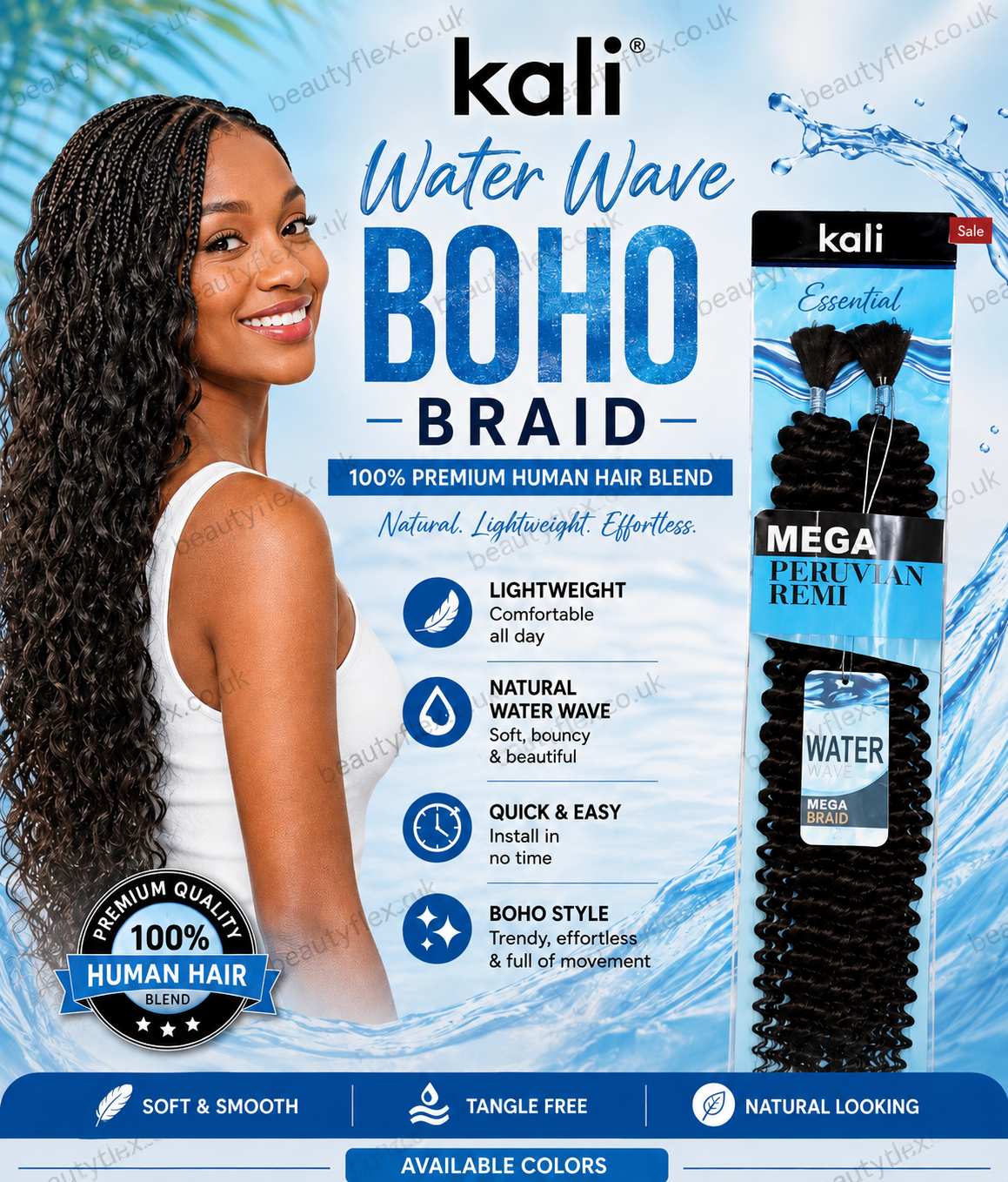 Water Wave Bulk Human Hair blend | Kali Braiding Hair UK | Beautyflex - Beauty Flex UK