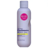 EOS Vanilla Cashmere Body Oil in 6oz bottle, smooth and hydrating with vanilla scent, displayed in a clear container.