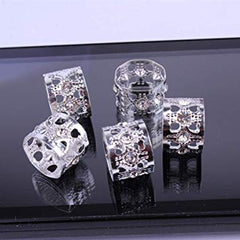 Dreadlock/Braids Beads Adjustable Hair braid Cuff Clip 8mm Hole #MC45S SILVER/DIAMOND