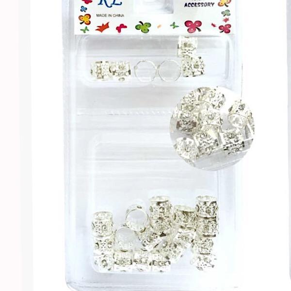 Dreadlock/Braids Beads Adjustable Hair braid Cuff Clip 8mm Hole #MC45S SILVER/DIAMOND