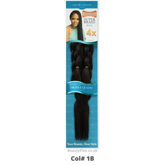 Impression 4x Pre Stretched Braiding Hair Super Ultra Braid - 1B Natural Black | BeautyFlex UK