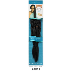 Impression 4x Pre Stretched Braiding Hair Super Ultra Braid - 1 Jet Black | BeautyFlex UK