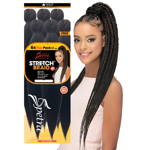 Spectra Ez Braid Pre-Stretched Braiding Hair - 6 Pack Solution
