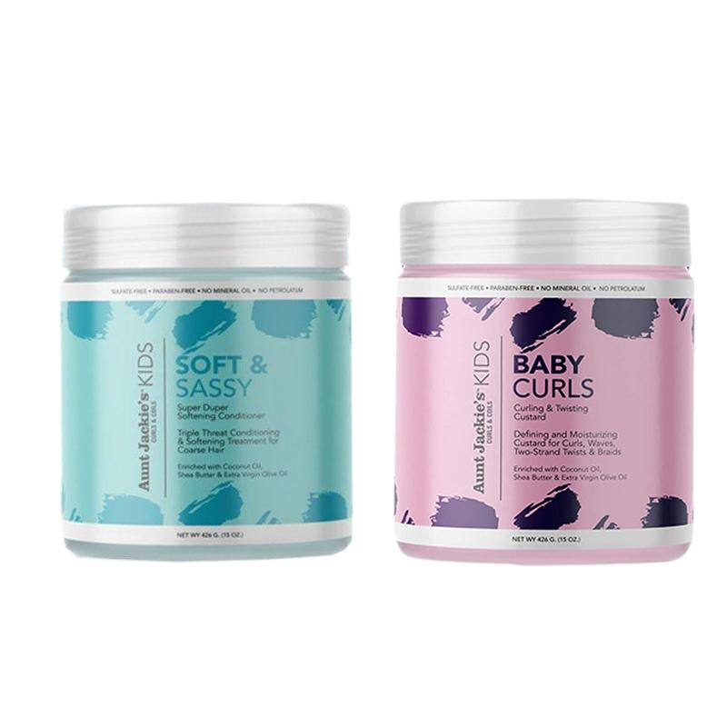 Aunt Jackie’s kids Soft & Sassy Softening Conditioner Baby Girl Curls Curling & Twisting Custard Set