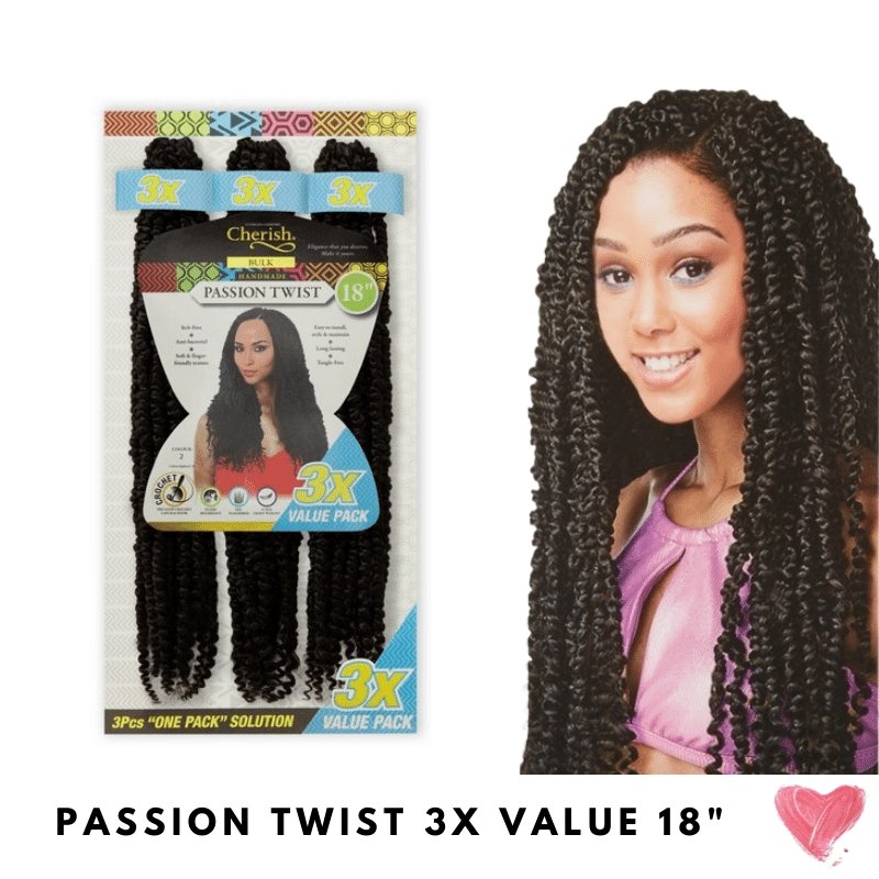 Cherish Bulk l Passion Twist l Locs l Pre Looped l Crochet Hair l 3x Value Pack l 18" Lengths