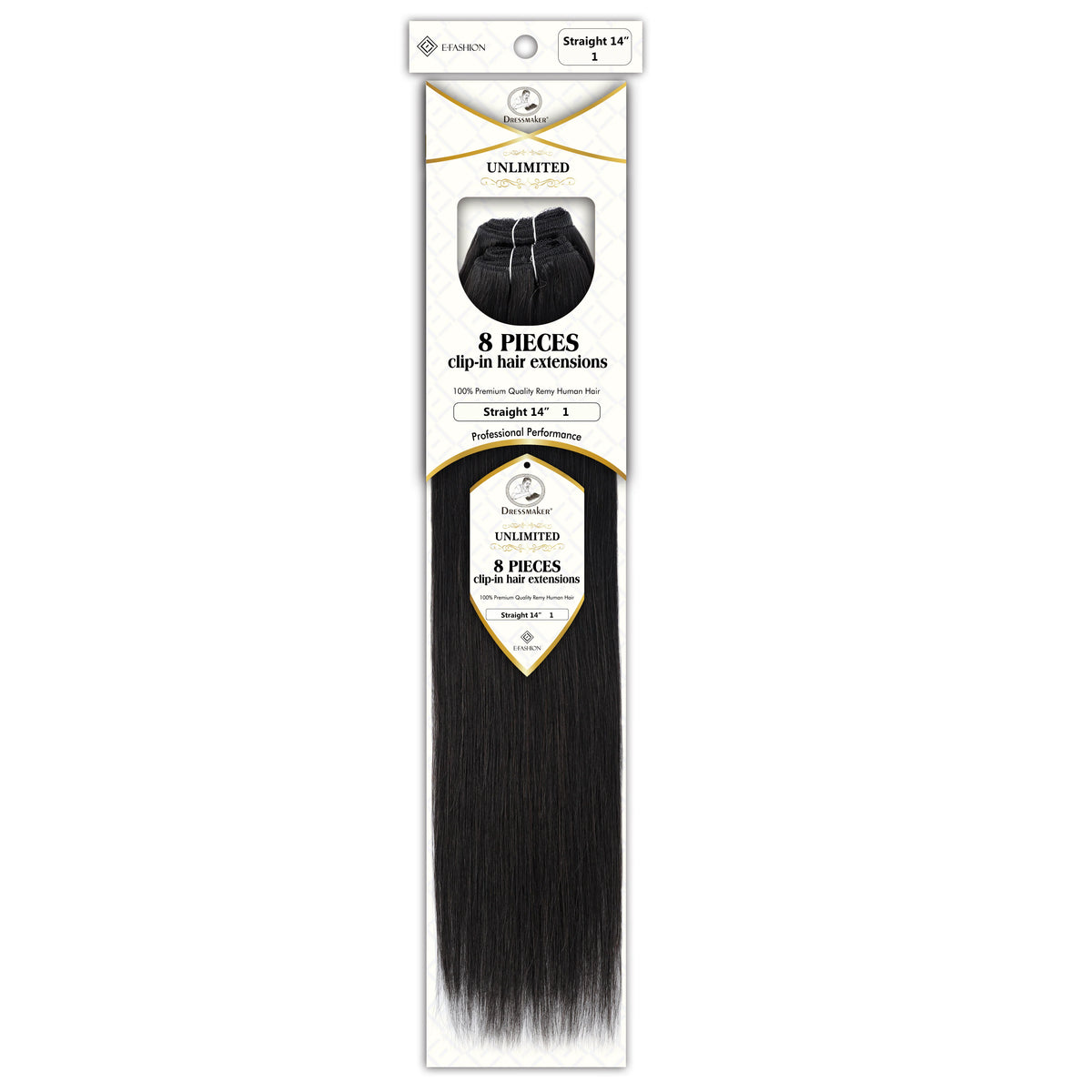 Dressmaker 100% Human Hair 8pcs Clip in Extension Straight 14"/18"/22"