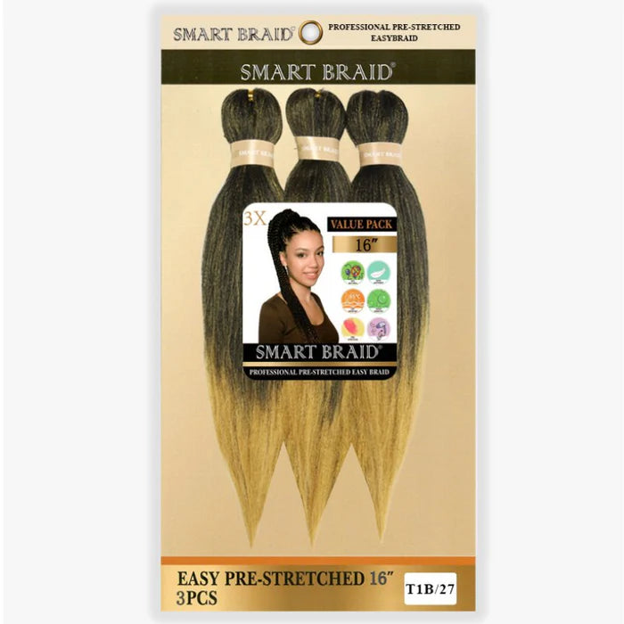 Smart Braid 3X PACK 16" Pre-Stretched I Pre-Pulled Easy Braid Hair 9 Colours