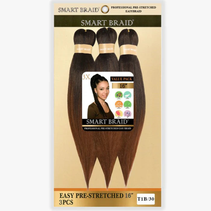 Smart Braid 3X PACK 16" Pre-Stretched I Pre-Pulled Easy Braid Hair 9 Colours
