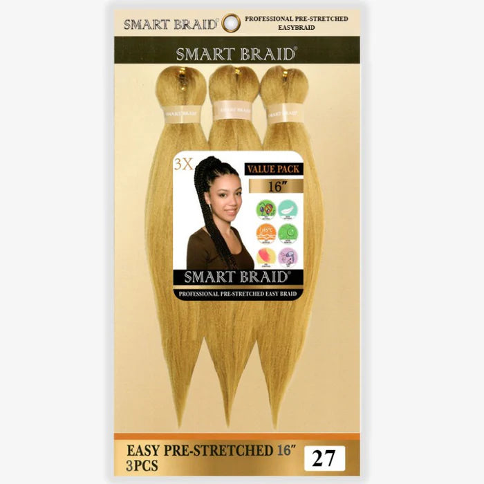 Smart Braid 3X PACK 16" Pre-Stretched I Pre-Pulled Easy Braid Hair 9 Colours