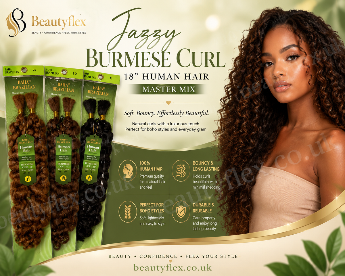 Jazzy  Burmese Hair Baha Brazilian Human Hair Master Mix - Burmese Curl 18"