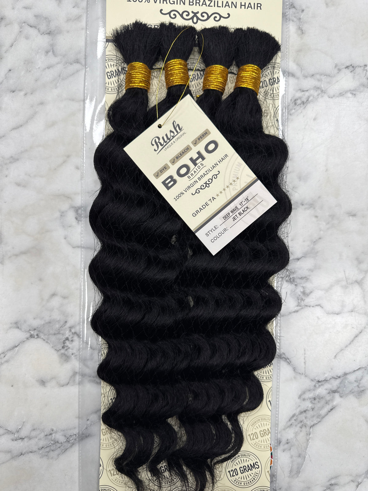Human Braiding Hair Deep Wave Boho Braid 100% Brazilian Rush  17”- 19” UK 120g