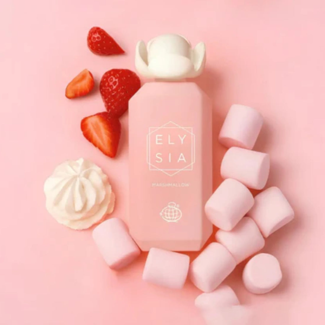 Fragrance World Elysia Marshmallow perfume 100ml EDP for women, with a sleek bottle and elegant packaging.
