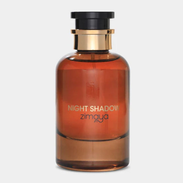 Zimaya Night Shadow Perfume EDP 100ml bottle with elegant dark packaging and floral and woody scent accents.