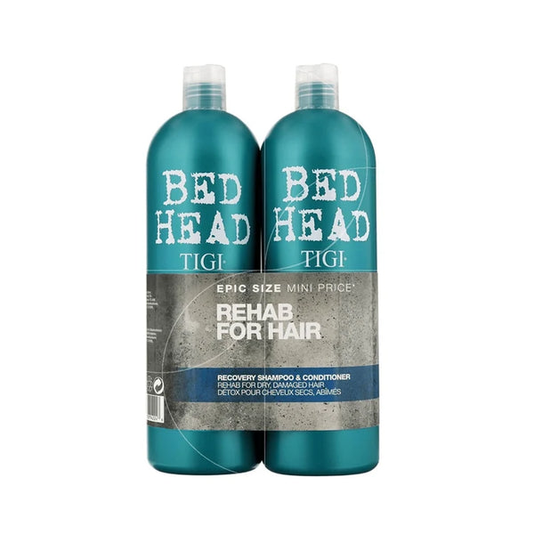 BED HEAD TIGI Rehab Hair Detox Shampoo and Conditioner 2x750ml bottles, nourishing hair care for deep cleansing and repair.