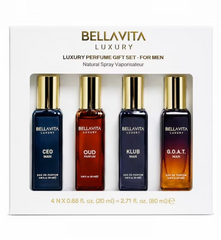 Bellavita Luxury Men's Gift Set with CEO Man, Klub, Oud & G.O.A.T. Gift Set (4×20 ml)