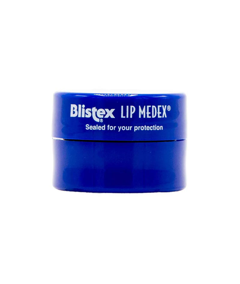 Blistex Lip Medex lip gloss in 7g container, featuring clear external analgesic and protective formula for chapped lips.