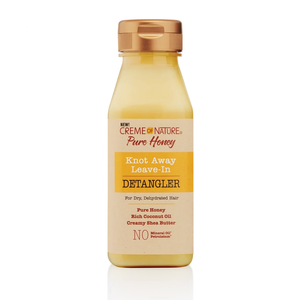 Creme of Nature Knot Away leave-in detangler for hair, 236.5ml bottle, with smooth, shiny hair visible in the image.