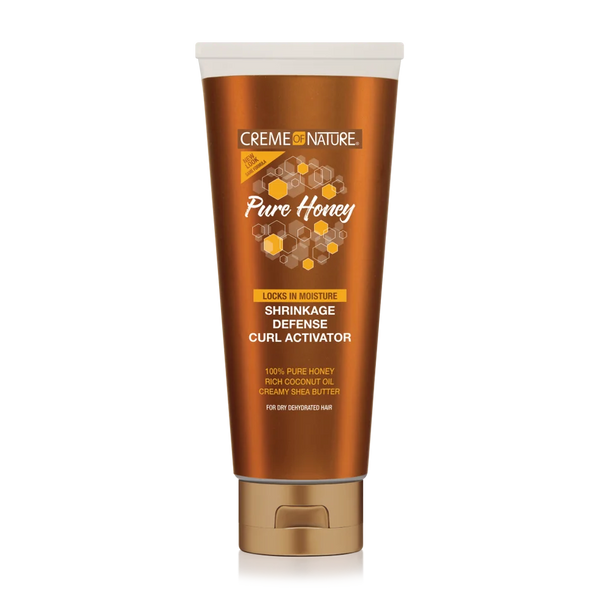 Creme of Nature Pure Honey Curl Activator Hair Mousse in 10.5oz bottle, designed to reduce shrinkage and define curls.