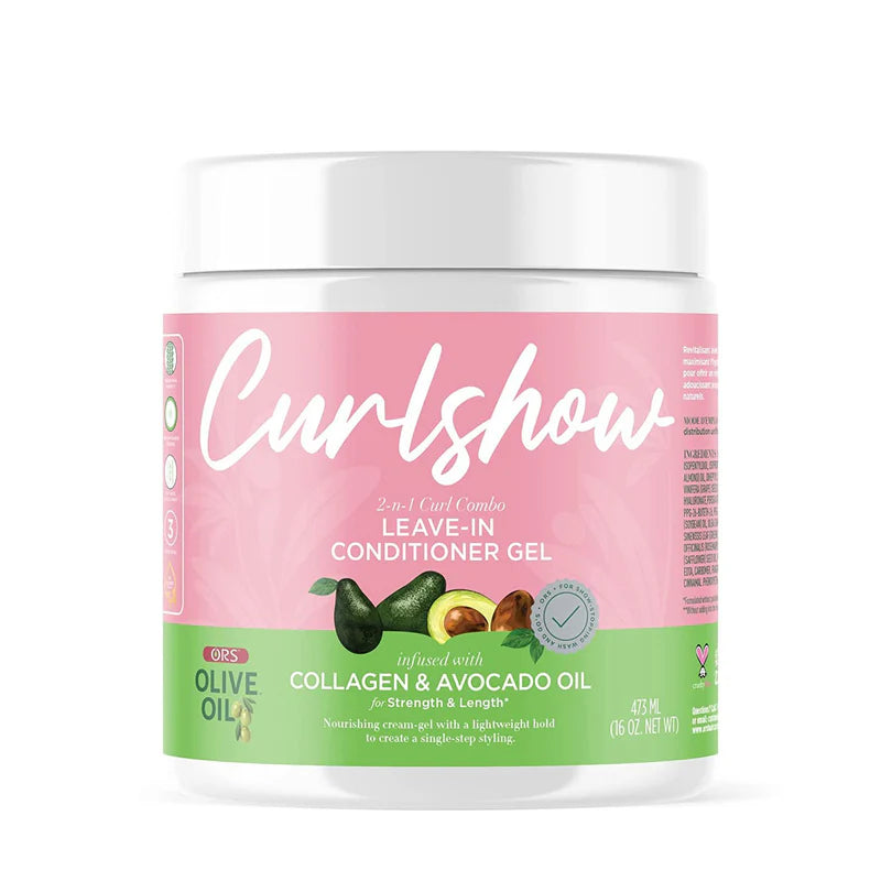 Olive oil curlshow leave-in conditioner gel infused with collagen & avocado oil 473ml