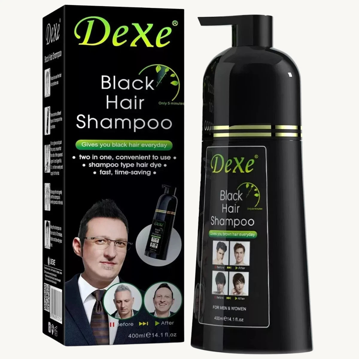 Dexe Black Hair Shampoo –  Instant Natural Black Hair Color