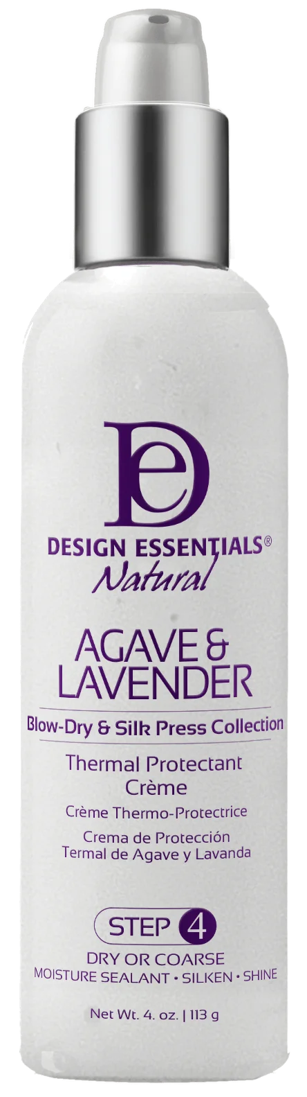 Design Essentials Natural Hair Agave & Lavender Blow-Dry & Silk Press Collection Thermal Protectant Creme Step4 4oz