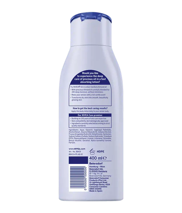 Nivea Oil In Lotion Vanilla & Almond Oil Normal To Dry Skin 400ml - image 2