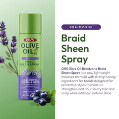 ORS Olive Oil Braid Sheen Spray with Lavender, Acai & Biotin for Hair & Scalp Nourishment 421ml