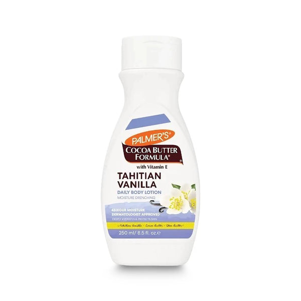 Palmer's Tahitian Vanilla Daily Body Lotion in 250ml bottle, creamy formula with vanilla scent, for smooth, hydrated skin.
