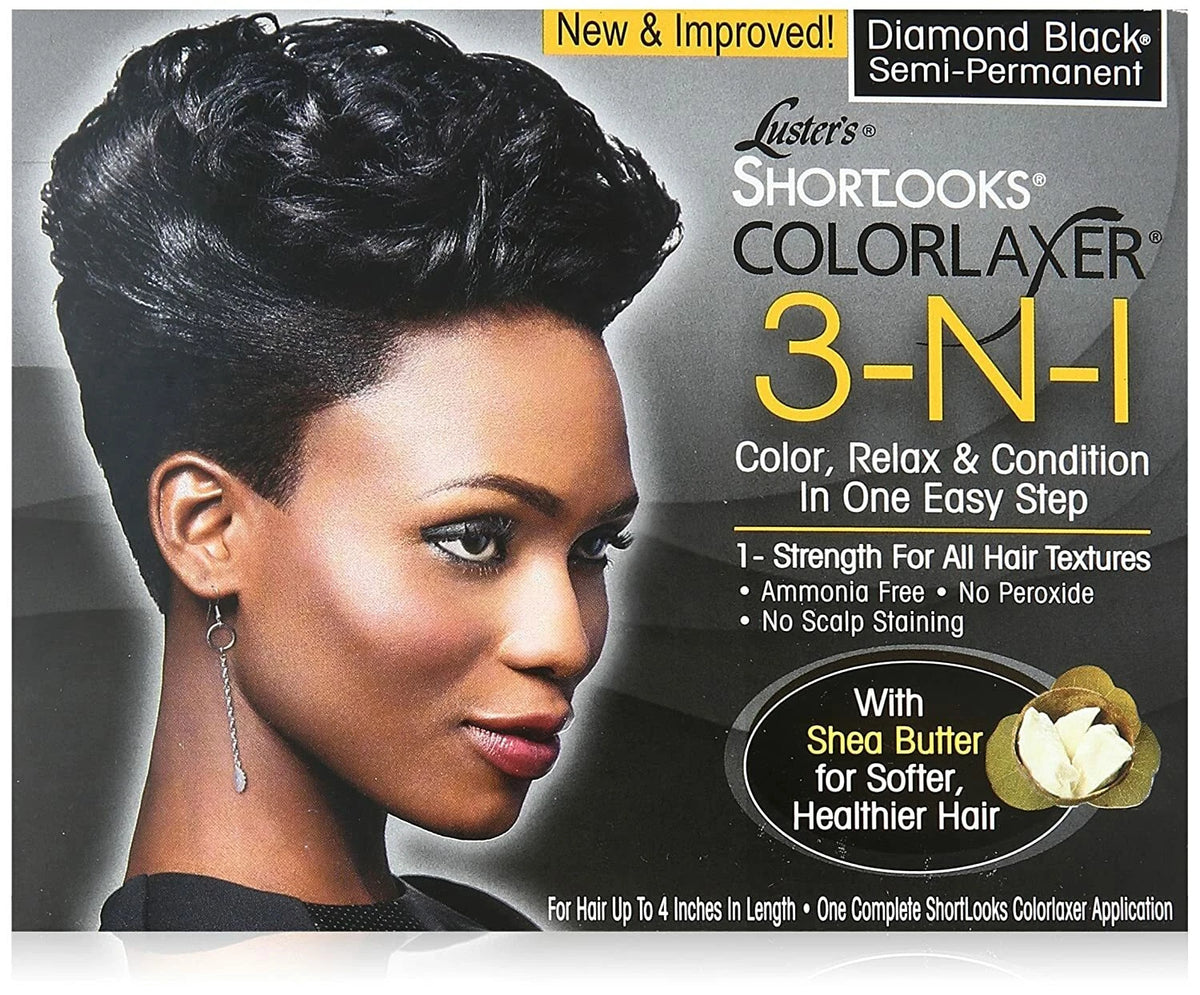 Luster’s Shortlooks Color Rlaxer 3-N-1 Hair Relaxer Kit Relax & Colour Black