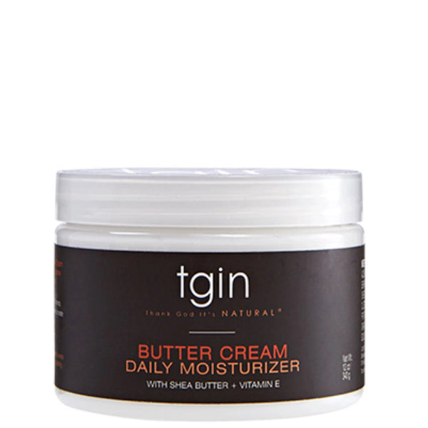 TGIN Butter Cream Moisturizer for natural hair in 12oz container, black-owned, protein-rich, cruelty-free hair care product.