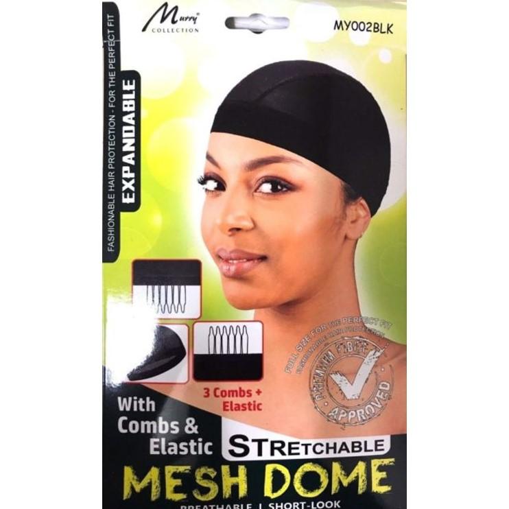 Murry Collection Stretchable Mesh Dome Cap With Combs & Elastic # My002BLK | BeautyFlex UK
