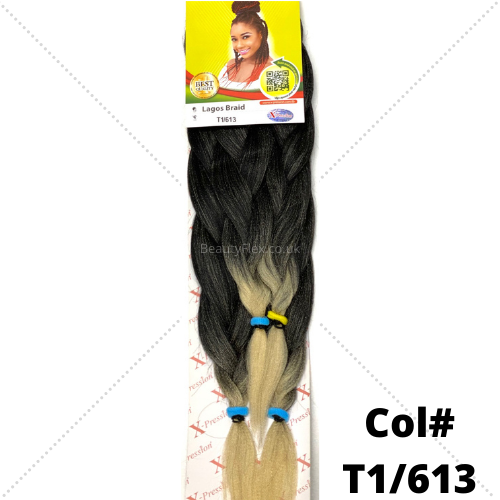 Xpression Ultra Braid Pre-Stretched Braiding Hair Colour T1/613 Black/Blonde