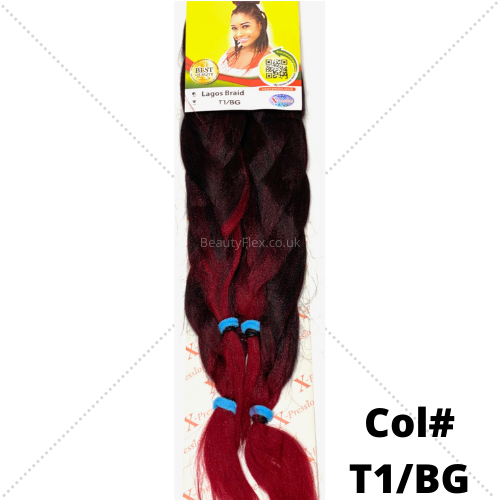 Xpression Ultra Braid Pre-Stretched Braiding Hair Colour T1/Burgundy