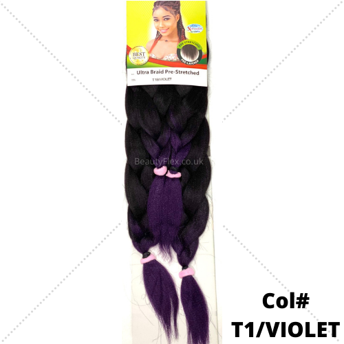 Xpression Ultra Braid Pre-Stretched Braiding Hair Colour T1/Violet