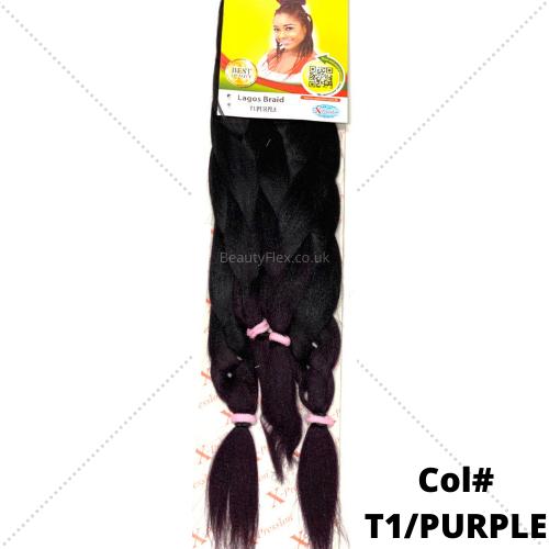 Xpression Ultra Braid Pre-Stretched Braiding Hair Colour T1/Prurple