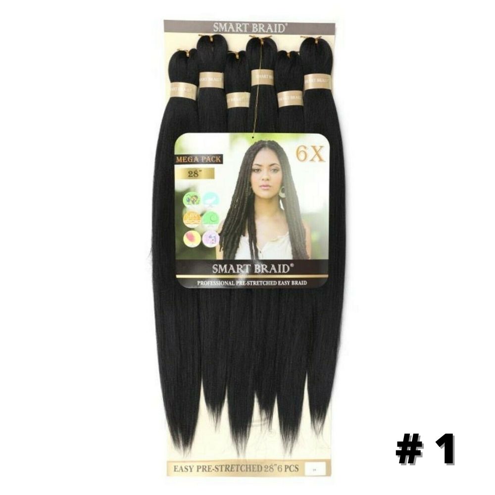 Smart Braid 6 Pack 28 Pre-Stretched Braiding Hair Extensions T1B/900