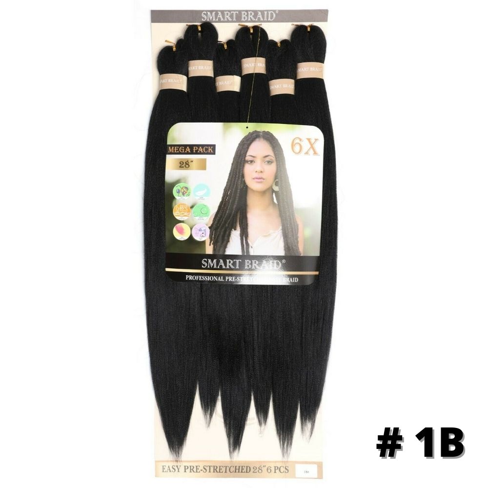 Smart Braid 6 Pack Pre-Stretched 28 - 1B Natural Black