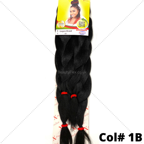 Xpression Ultra Braid Pre-Stretched Braiding Hair Colour 1B Natural Black