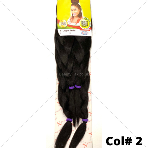 Xpression Ultra Braid Pre-Stretched Braiding Hair Colour 2 Dark Brown
