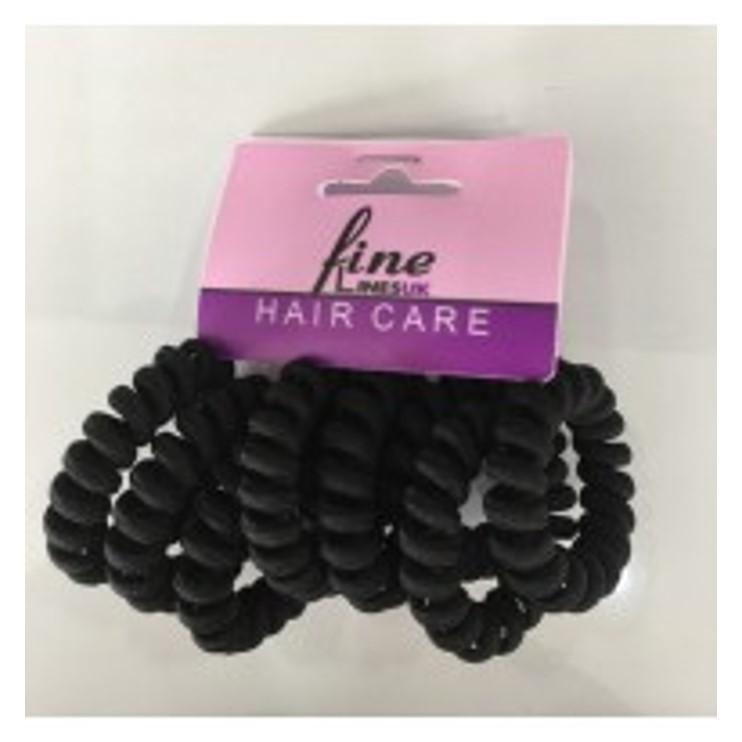 Fine Lines 8 Packs Spiral Bobble Band Black 6003-B | BeautyFlex UK