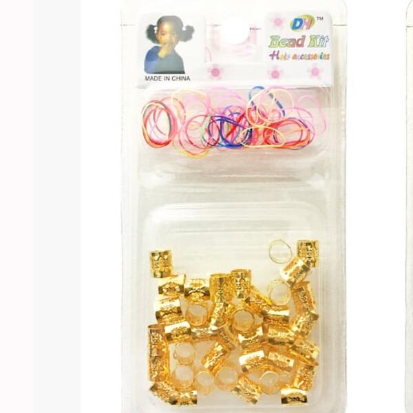Dreadlock/Braids Golden Beads Adjustable Hair braid Cuff Clip 8mm Hole 