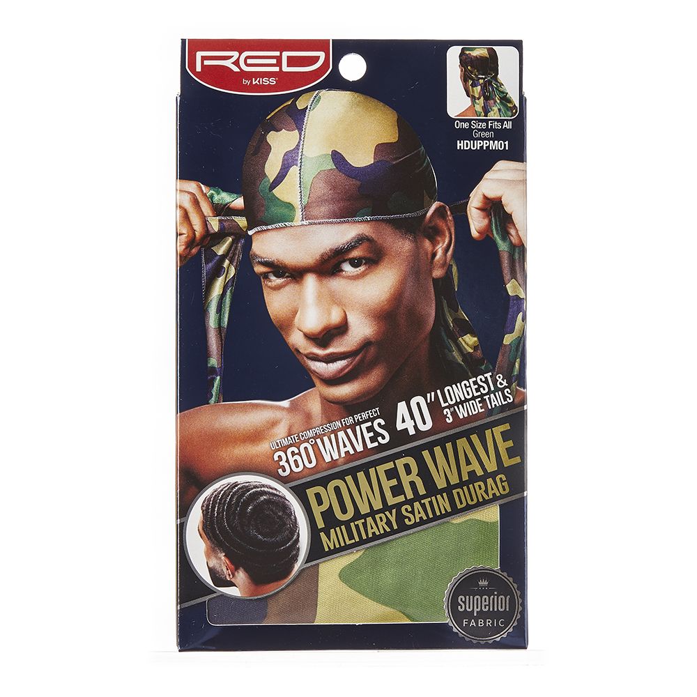 Red By Kiss Power Wave Military Satin Durag - Green | BeautyFlex UK