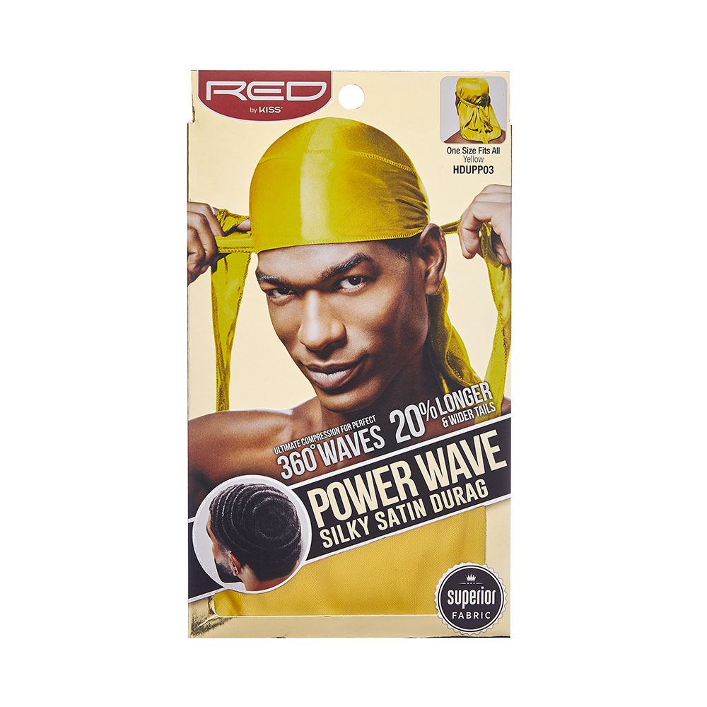Red By Kiss 360 Power Wave Silky Satin Durag - Yellow | BeautyFlex UK