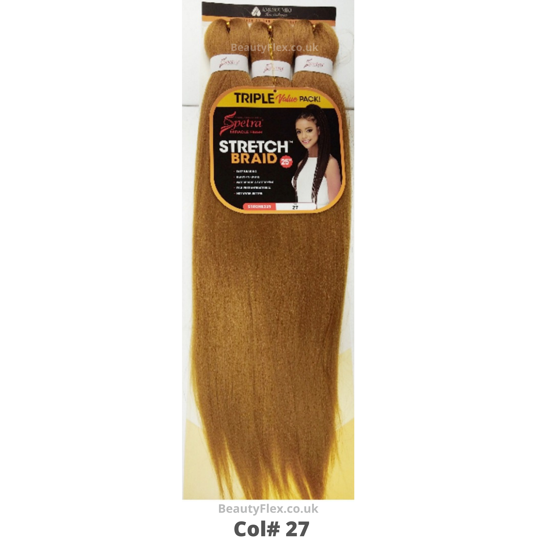 Spetra Spectra Ez Braid Pre-Stretched Braiding Hair 25 inch pack of 3 - Col 27