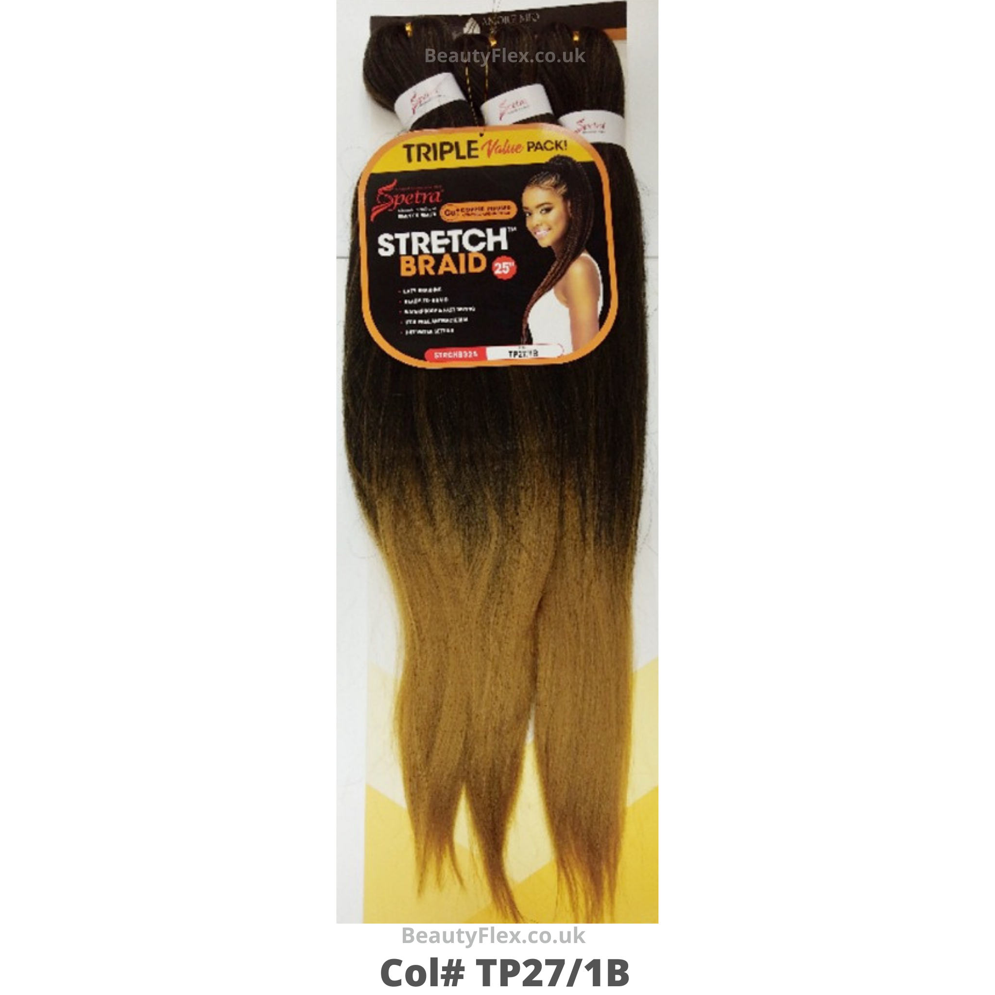 Spetra Spectra Ez Braid Pre-Stretched Braiding Hair 25 Inch - 3 Pack Col TP27/1B