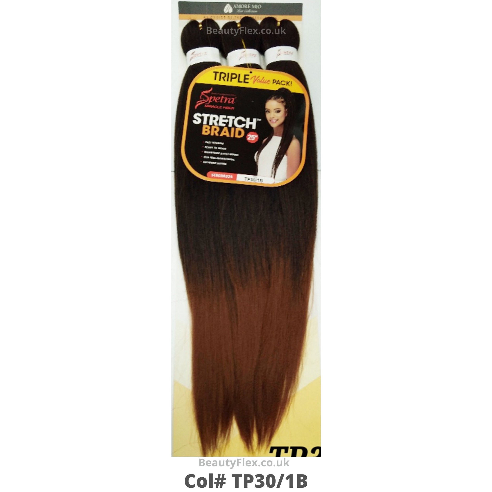 Spetra Spectra Ez Braid Pre-Stretched Braiding Hair 25 Inch - 3 Pack Col TP30/1B