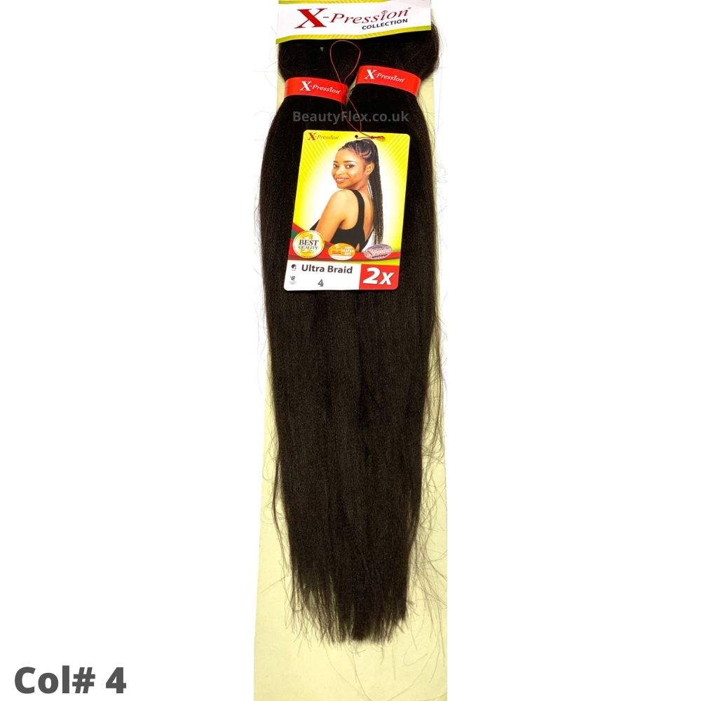 Xpression Ultra Braid Pre-Stretched Braiding Hair Colour 4 Medium Brown