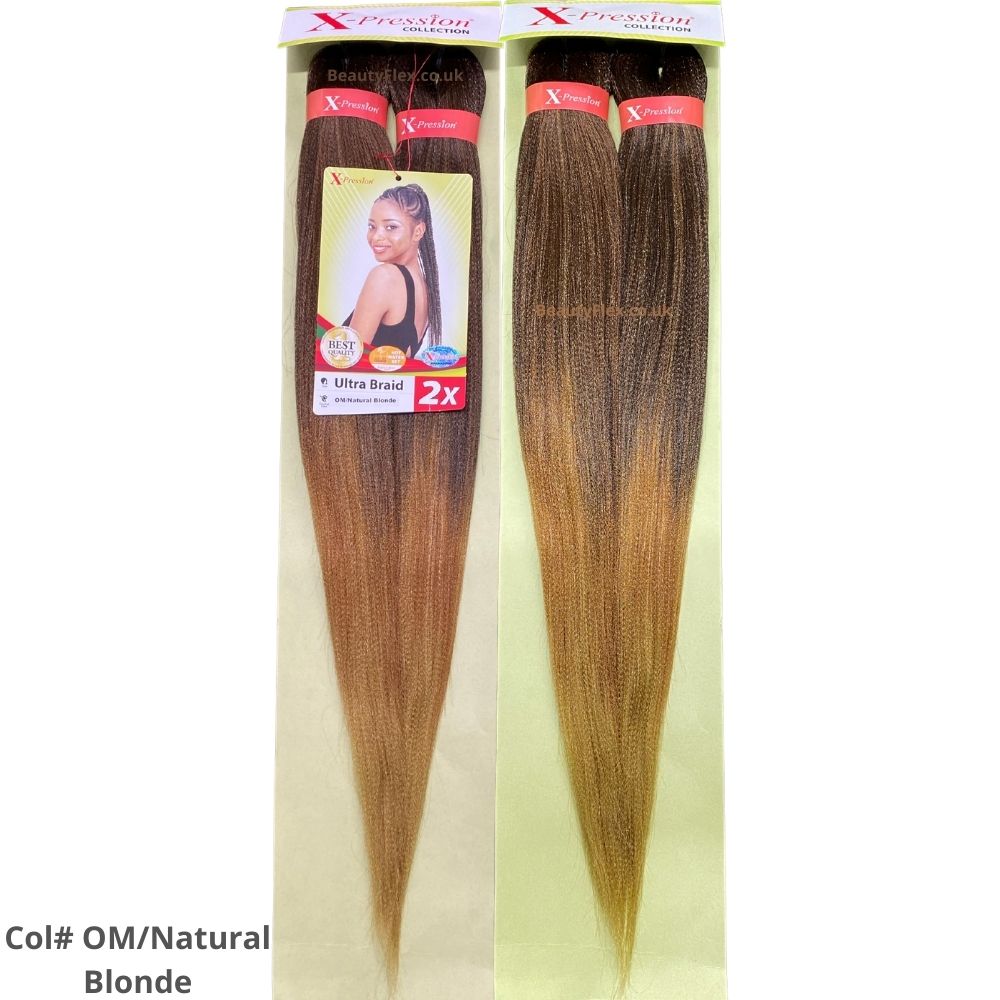 Xpression 3-in-1 Pre-Stretched Expression Braiding Hair – 50 Inch Long, Synthetic, Straight, Multicolor