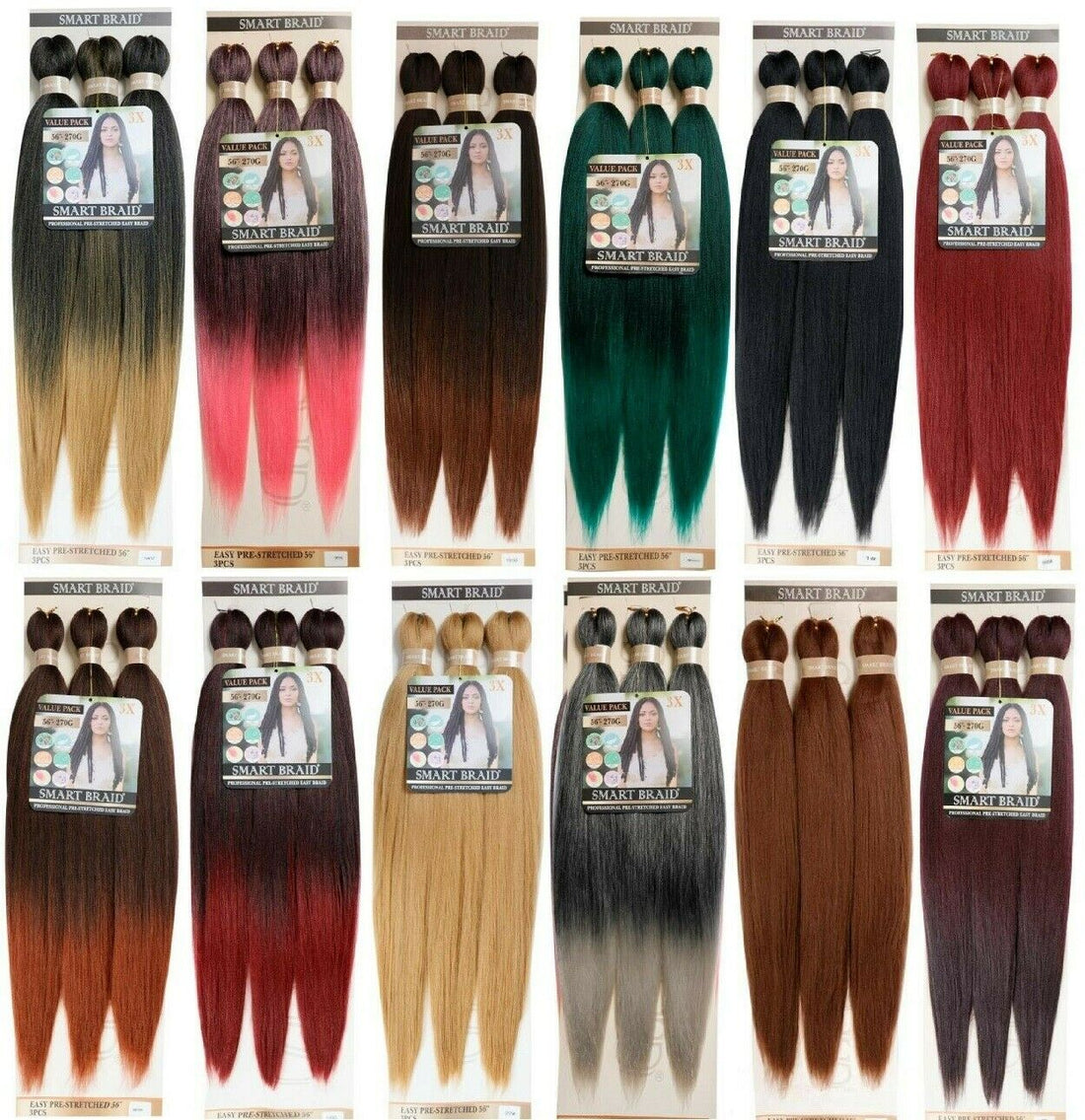 Smart Braid 3 Pack Pre-Stretched 28" 10 Colours Available - Beauty Flex UK